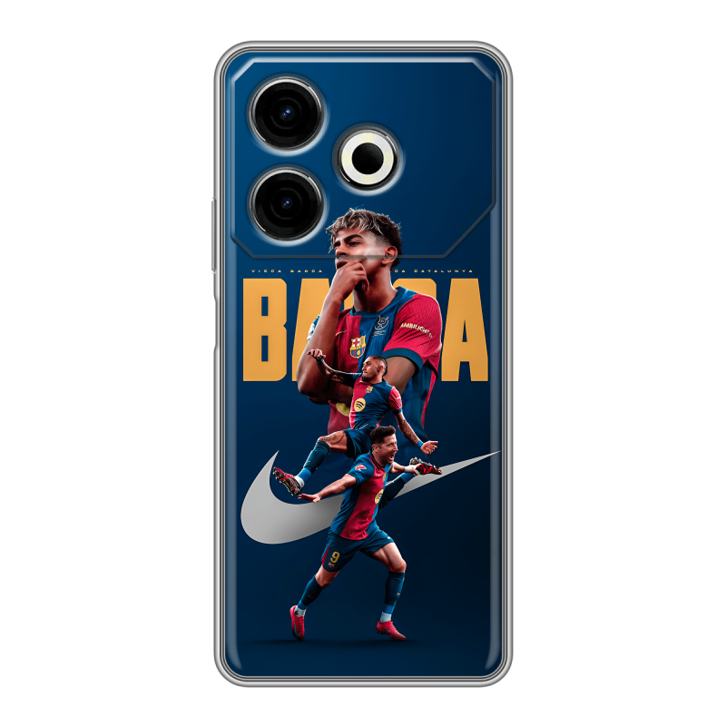 Силиконовый чехол на Tecno Pova 6 Neo с принтом Барселона Barca Yamal Силиконовый чехол на Tecno Pova 6 Neo с принтом Барселона Barca Yamal