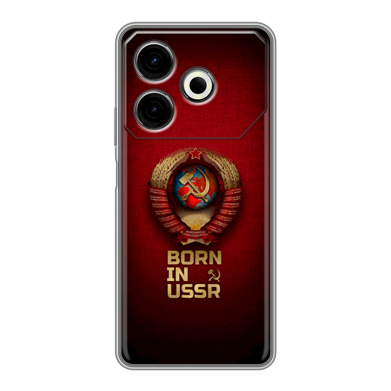 Силиконовый чехол на Tecno Pova 6 Neo с принтом Флаг Герб СССР Силиконовый чехол на Tecno Pova 6 Neo с принтом Флаг Герб СССР