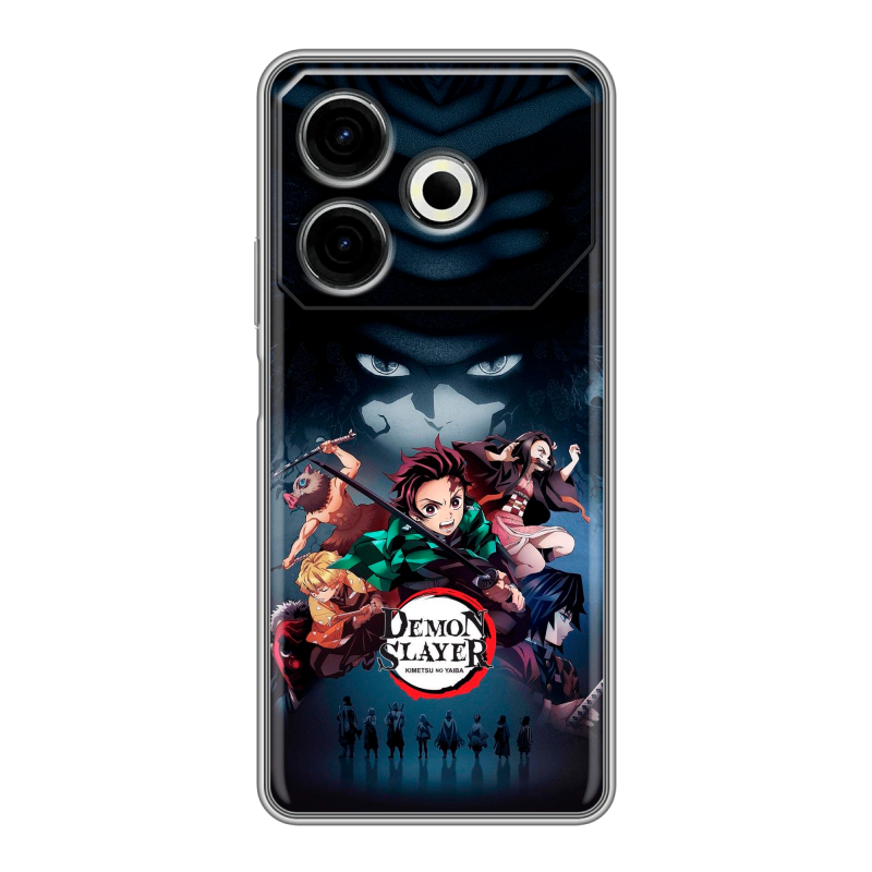 Силиконовый чехол на Tecno Pova 6 Neo с принтом Demon Slayer Клинок рассекающий демонов Силиконовый чехол на Tecno Pova 6 Neo с принтом Demon Slayer Клинок рассекающий демонов