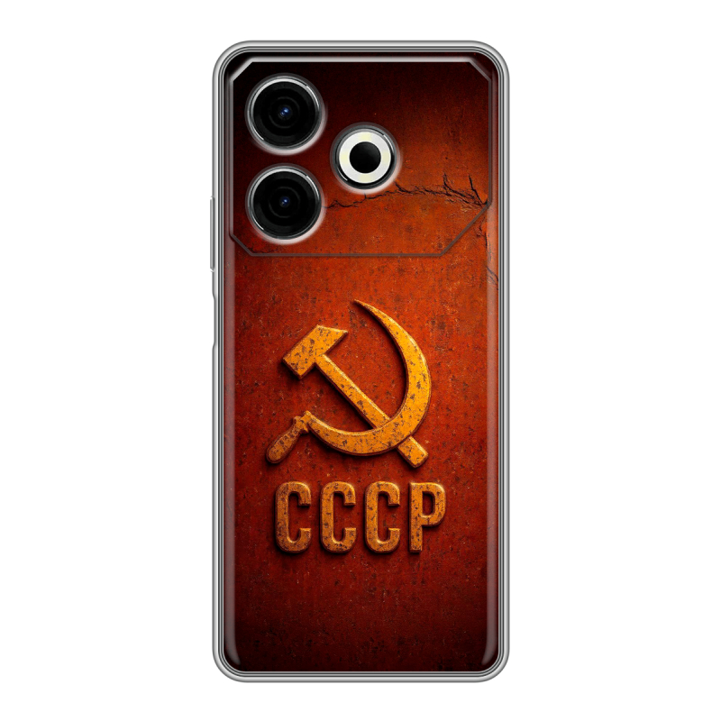 Силиконовый чехол на Tecno Pova 6 Neo с принтом Флаг Герб СССР Силиконовый чехол на Tecno Pova 6 Neo с принтом Флаг Герб СССР