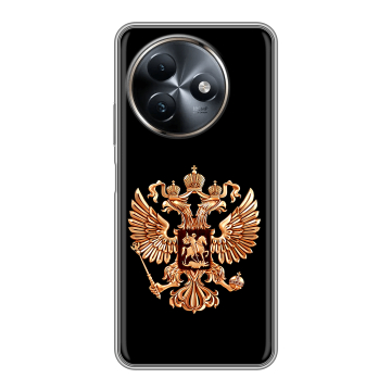 Силиконовый чехол на Itel S24 с принтом Герб России золотой