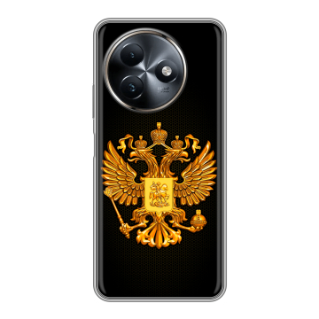 Силиконовый чехол на Itel S24 с принтом Герб России желтый Силиконовый чехол на Itel S24 с принтом Герб России желтый
