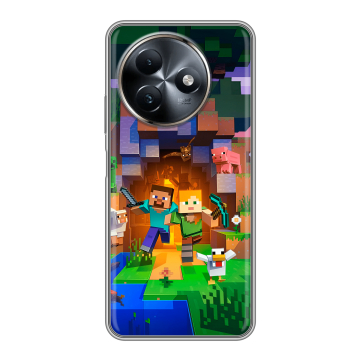 Силиконовый чехол на Itel S24 с принтом Майнкрафт Minecraft