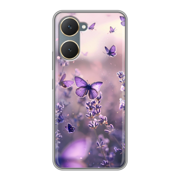Силиконовый чехол на Vivo Y18 с принтом бабочки и лаванда