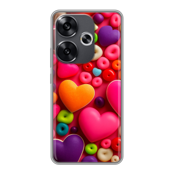 Силиконовый чехол на Xiaomi Poco F6 с принтом Сердечки Силиконовый чехол на Xiaomi Poco F6 с принтом Сердечки