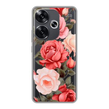 Силиконовый чехол на Xiaomi Poco F6 с принтом Розы Силиконовый чехол на Xiaomi Poco F6 с принтом Розы