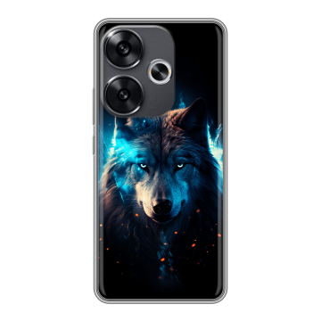 Силиконовый чехол на Xiaomi Poco F6 с принтом Волк ночной