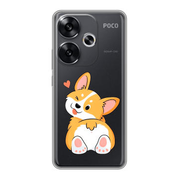 Силиконовый чехол на Xiaomi Poco F6 с принтом Корги