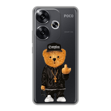 Силиконовый чехол на Xiaomi Poco F6 с принтом Плюшевый медведь
