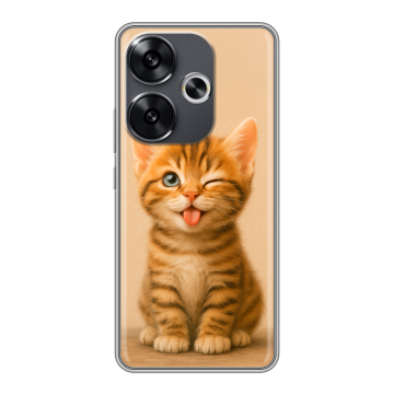 Силиконовый чехол на Xiaomi Poco F6 с принтом котенок