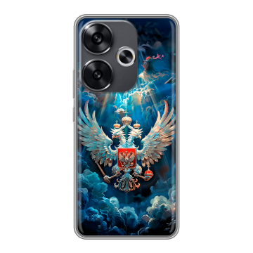 Силиконовый чехол на Xiaomi Poco F6 с принтом Герб флаг России