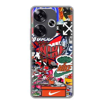 Силиконовый чехол на Xiaomi Poco F6 с принтом Найк Nike яркий