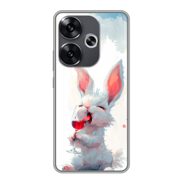 Силиконовый чехол на Xiaomi Poco F6 с принтом кролик зайчик