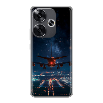 Силиконовый чехол на Xiaomi Poco F6 с принтом самолет