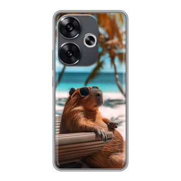 Силиконовый чехол на Xiaomi Poco F6 с принтом Капибара