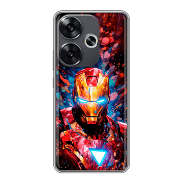 Силиконовый чехол на Xiaomi Poco F6 с принтом Железный человек Ironman