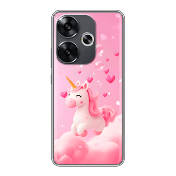 Силиконовый чехол на Xiaomi Poco F6 с принтом Единорог