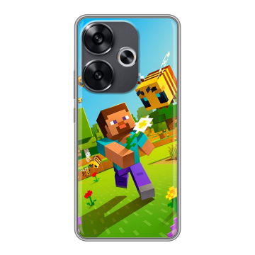 Силиконовый чехол на Xiaomi Poco F6 с принтом Майнкрафт Minecraft