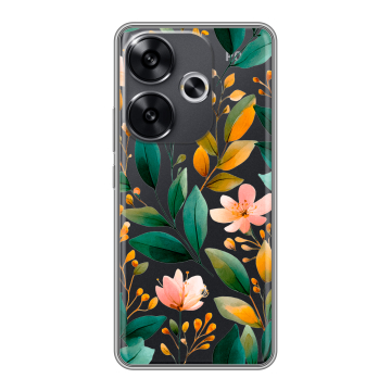 Силиконовый чехол на Xiaomi Poco F6 с принтом Цветы паттерн Силиконовый чехол на Xiaomi Poco F6 с принтом Цветы паттерн