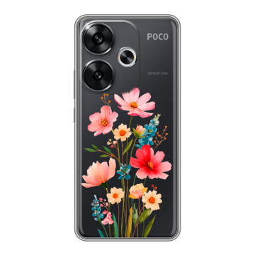 Силиконовый чехол на Xiaomi Poco F6 с принтом Цветы Силиконовый чехол на Xiaomi Poco F6 с принтом Цветы