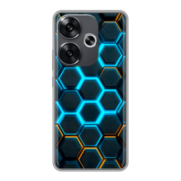 Силиконовый чехол на Xiaomi Poco F6 с принтом Неоновые соты Силиконовый чехол на Xiaomi Poco F6 с принтом Неоновые соты