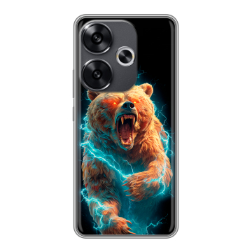 Силиконовый чехол на Xiaomi Poco F6 с принтом Медведь Силиконовый чехол на Xiaomi Poco F6 с принтом Медведь