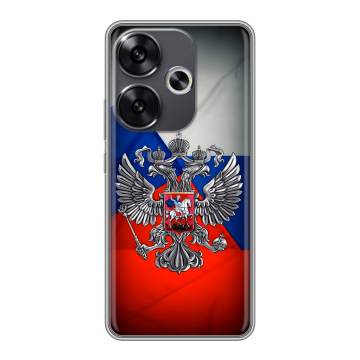 Силиконовый чехол на Xiaomi Poco F6 с принтом Флаг России