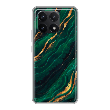 Силиконовый чехол на Xiaomi Poco F6 Pro с принтом Мрамор зеленое золото Силиконовый чехол на Xiaomi Poco F6 Pro с принтом Мрамор зеленое золото