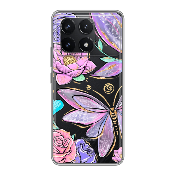 Силиконовый чехол на Xiaomi Poco F6 Pro с принтом Бабочки и цветы Силиконовый чехол на Xiaomi Poco F6 Pro с принтом Бабочки и цветы