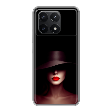 Силиконовый чехол на Xiaomi Poco F6 Pro с принтом Девушка в шляпе Силиконовый чехол на Xiaomi Poco F6 Pro с принтом Девушка в шляпе