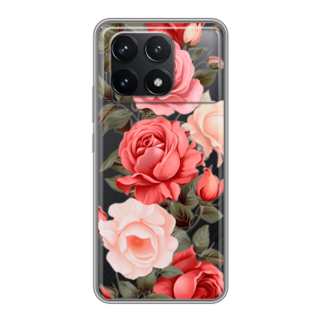 Силиконовый чехол на Xiaomi Poco F6 Pro с принтом Розы Силиконовый чехол на Xiaomi Poco F6 Pro с принтом Розы