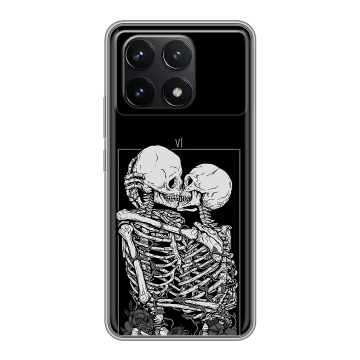 Силиконовый чехол на Xiaomi Poco F6 Pro с принтом Поцелуй скелетов Силиконовый чехол на Xiaomi Poco F6 Pro с принтом Поцелуй скелетов