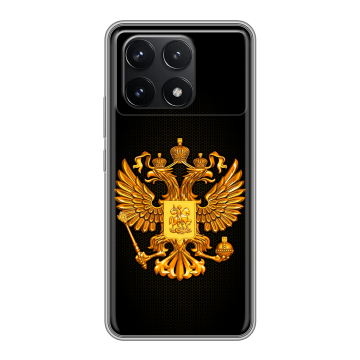 Силиконовый чехол на Xiaomi Poco F6 Pro с принтом Герб России желтый