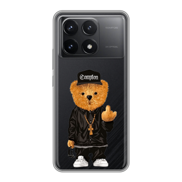 Силиконовый чехол на Xiaomi Poco F6 Pro с принтом Плюшевый медведь Силиконовый чехол на Xiaomi Poco F6 Pro с принтом Плюшевый медведь