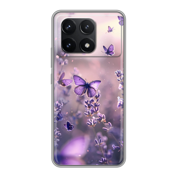 Силиконовый чехол на Xiaomi Poco F6 Pro с принтом бабочки и лаванда