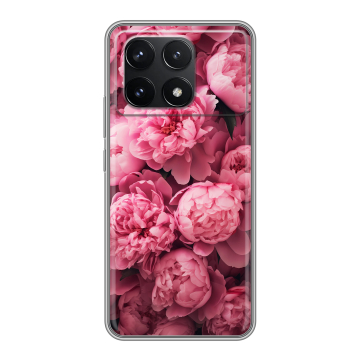 Силиконовый чехол на Xiaomi Poco F6 Pro с принтом цветы пионы Силиконовый чехол на Xiaomi Poco F6 Pro с принтом цветы пионы