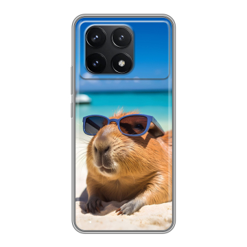 Силиконовый чехол на Xiaomi Poco F6 Pro с принтом Капибара