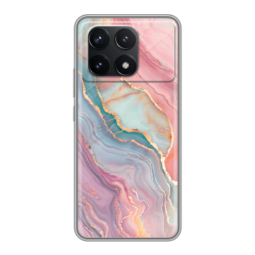 Силиконовый чехол на Xiaomi Poco F6 Pro с принтом розовый мрамор