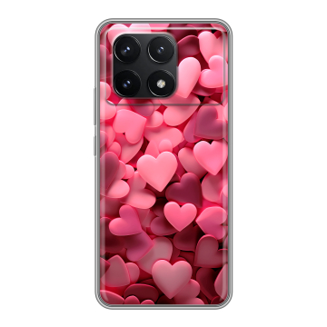 Силиконовый чехол на Xiaomi Poco F6 Pro с принтом розовые сердечки Силиконовый чехол на Xiaomi Poco F6 Pro с принтом розовые сердечки