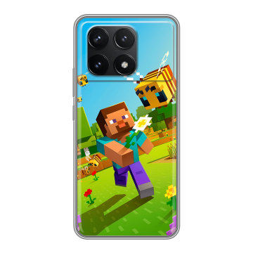 Силиконовый чехол на Xiaomi Poco F6 Pro с принтом Майнкрафт Minecraft