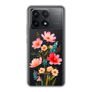 Силиконовый чехол на Xiaomi Poco F6 Pro с принтом Цветы Силиконовый чехол на Xiaomi Poco F6 Pro с принтом Цветы