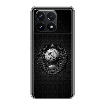 Силиконовый чехол на Xiaomi Poco F6 Pro с принтом Герб Флаг СССР