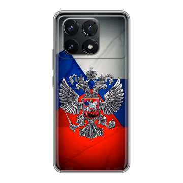 Силиконовый чехол на Xiaomi Poco F6 Pro с принтом Флаг России