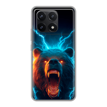 Силиконовый чехол на Xiaomi Poco F6 Pro с принтом Медведь Силиконовый чехол на Xiaomi Poco F6 Pro с принтом Медведь
