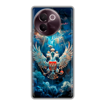 Силиконовый чехол на Vivo V30e с принтом Герб флаг России