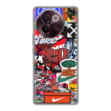 Силиконовый чехол на Vivo V30e с принтом Найк Nike яркий