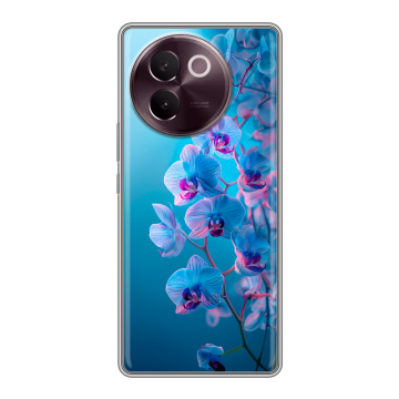 Силиконовый чехол на Vivo V30e с принтом голубые орхидеи