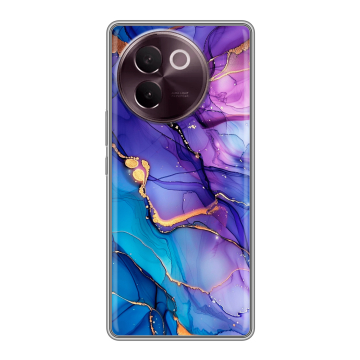 Силиконовый чехол на Vivo V30e с принтом синий мрамор