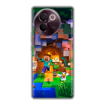 Силиконовый чехол на Vivo V30e с принтом Майнкрафт Minecraft Силиконовый чехол на Vivo V30e с принтом Майнкрафт Minecraft