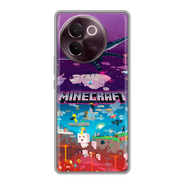 Силиконовый чехол на Vivo V30e с принтом Майнкрафт Minecraft